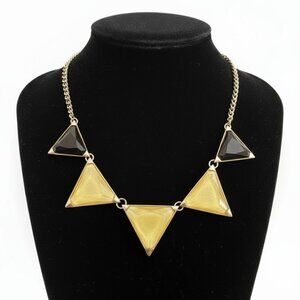 Vintage Signed Mika Geometric Statement Necklace – Chunky Triangular Stones